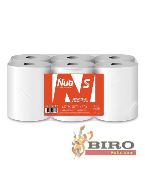 Prosoape de bucătărie 2 pliuri, 500 foi, 125m, Cellulosa Premium cu derulare centrala, NUA Professional 1/6, 501497